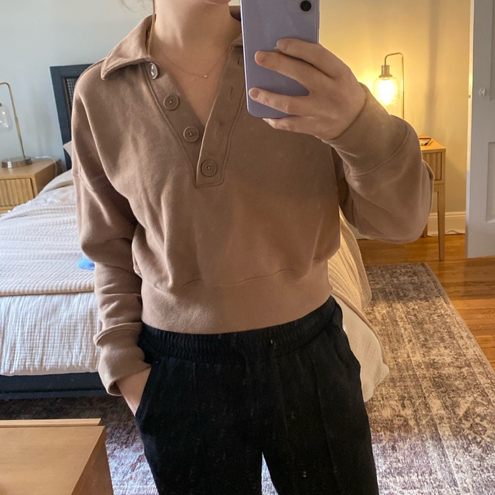 Abercrombie Soft AF Cropped Polo Sweatshirt XS